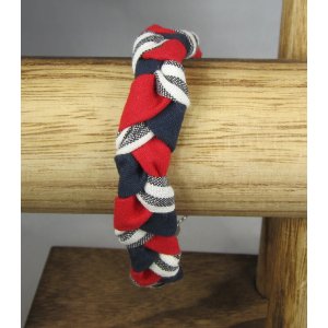 Bracelet tressé en tissu - style naturel - tailles M & L - Taille M - rouge/ bracelet blanc rayé gris / bleu marine