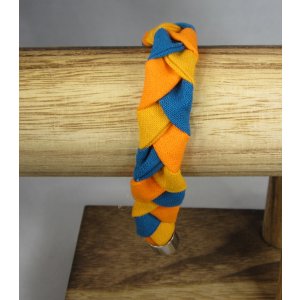 Bracelet tressé en tissu - style naturel - tailles M & L - Taille L - bracelet orange/ jaune/ bleu