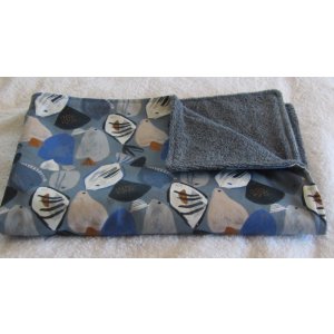 Couverture chien et chat en coton doux et respirant - réversible- Tailles S et M - Motif poissons, taille S