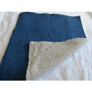 Couverture pour chat et petit chien - jean & sherpa - Réversible - Taille S - Jean bleu / sherpa gris