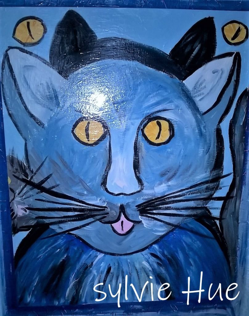 Chat bleu 
(acrylique sur toile)