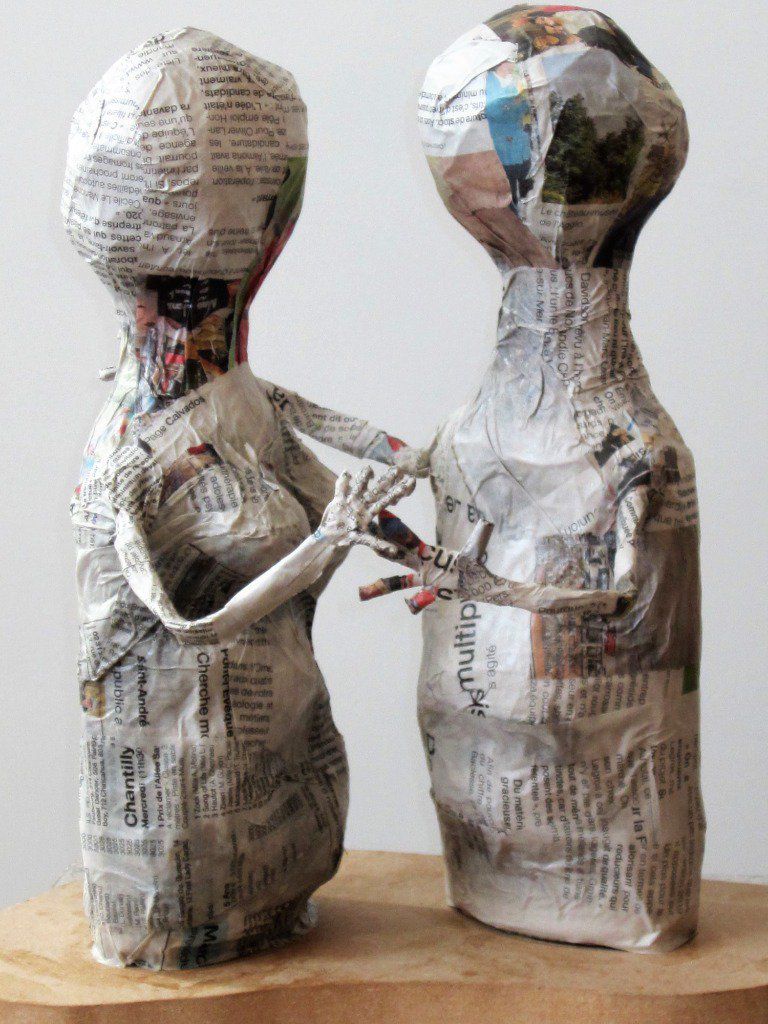 sculpture en cours de réalisation (avant sculpture avec la pâte à papier): 
Les deux amis