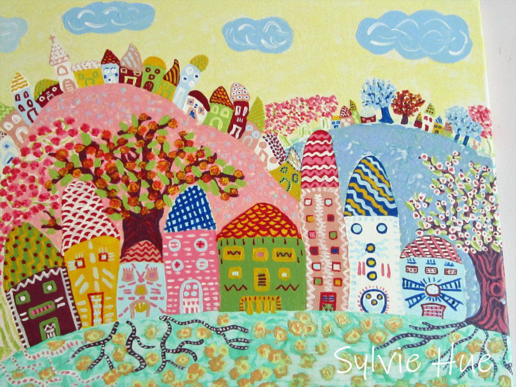 Village 
(acrylique sur toile)