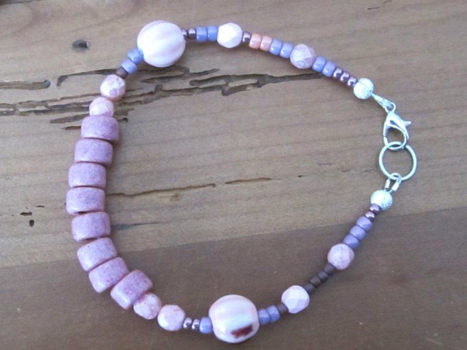 Bracelet en perles en verre et en céramique