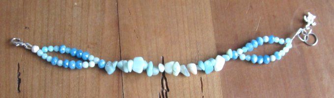 bracelet en perles naturelles Amazonite, breloque tortue
