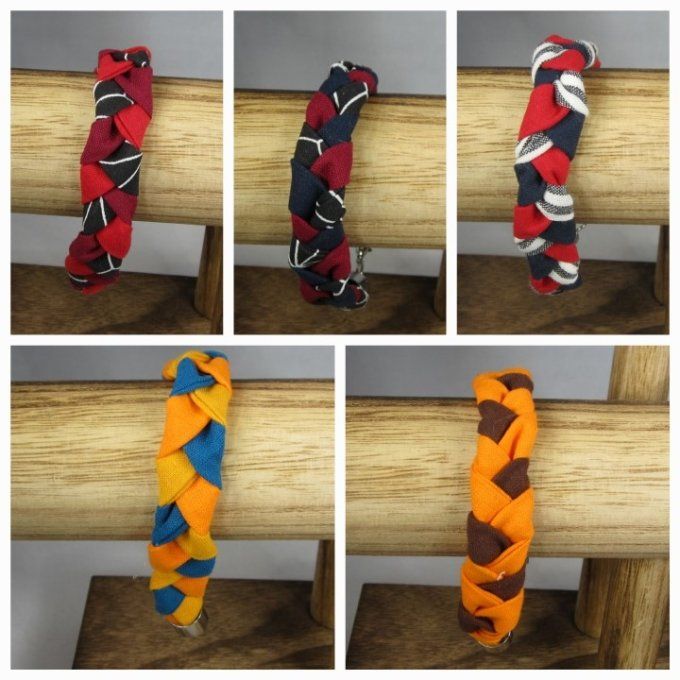Bracelet tressé en tissu - style naturel - tailles M & L