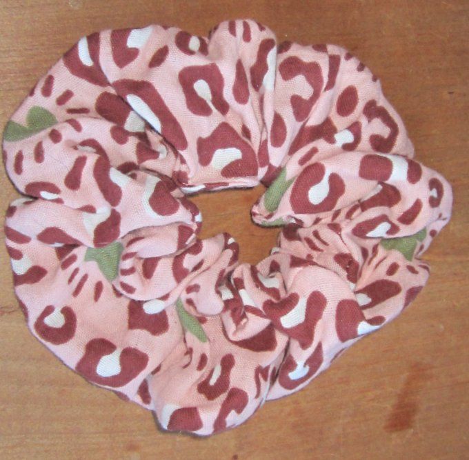 Chouchou - double gaze - Ton rose - Motif léopard - 3 taille: S, M, XL