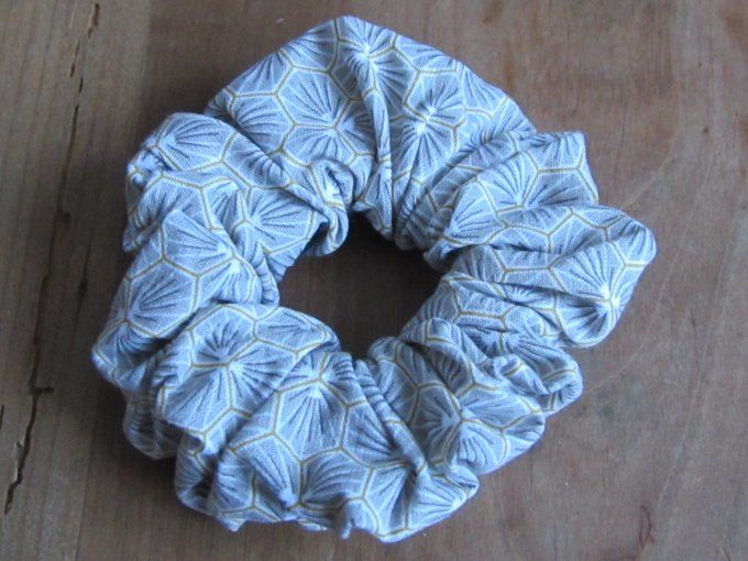 Chouchou - coton -Ton gris - Motif géométrique gris et doré - Taille M
