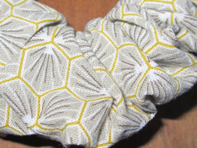 Chouchou - coton -Ton gris - Motif géométrique gris et doré - Taille M