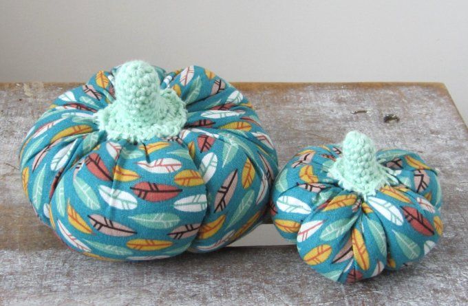 Citrouilles en tissu, faites à la main