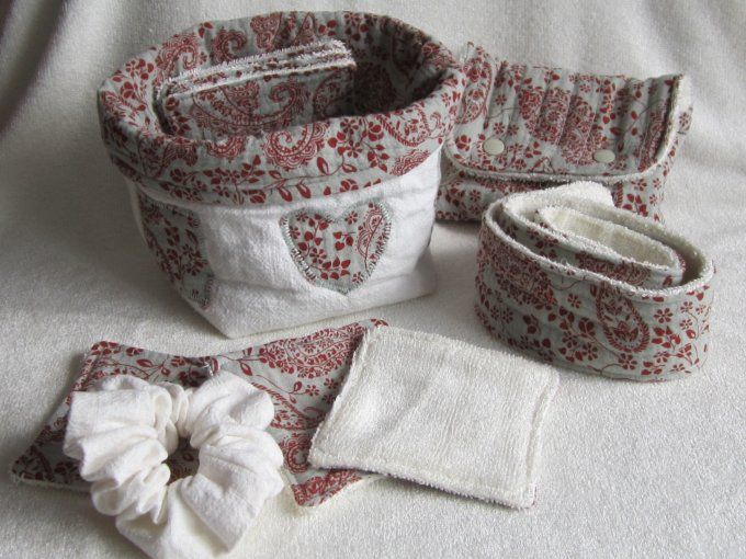 Coffret soin Bohème - lingettes lavables & accessoires bien-être en double gaze et éponge bambou