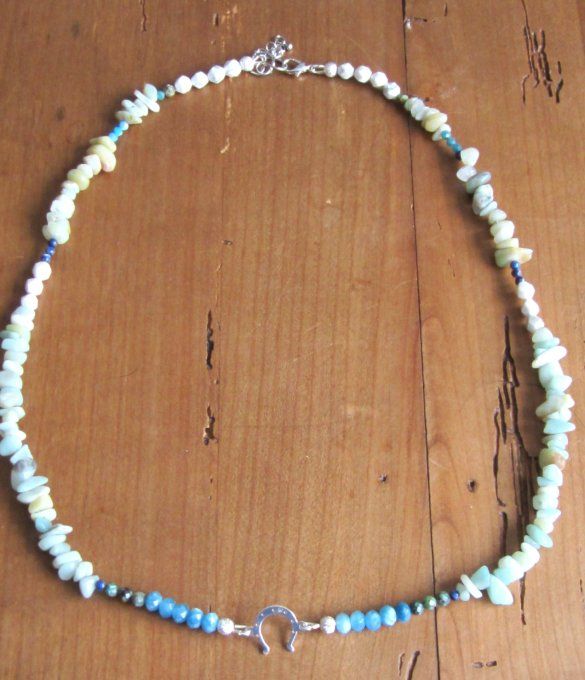 Collier en perles naturelles Amazonite, Lapis lazuli, Howlite