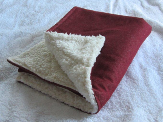 Couverture cocoon pour chat et petit chien - Jean & sherpa double face - Réversible - Taille S