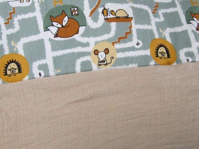 couverture bébé, motif ours, tissu coton et fausse fourrure sherpa et couverture double gaze