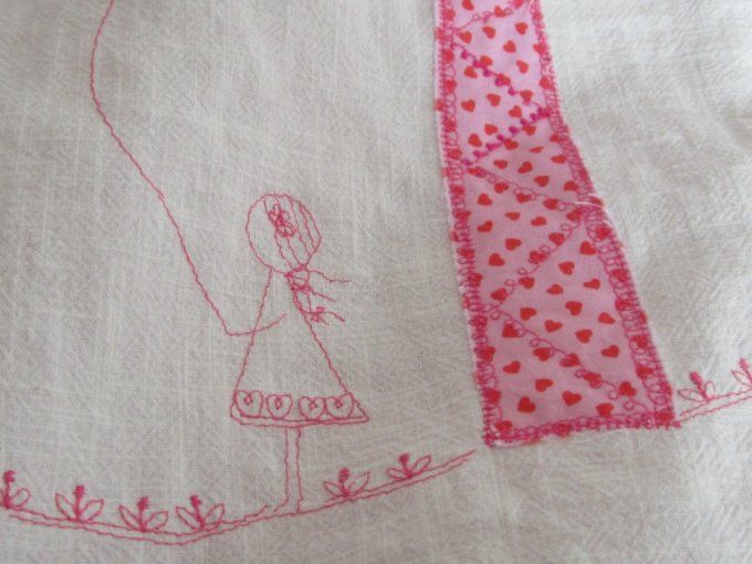 Couverture lin lavé/ double gaze -appliqué brodés