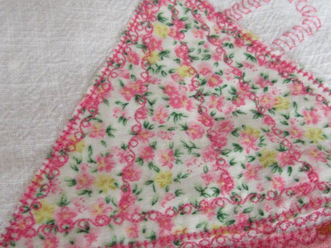 Couverture lin lavé/ double gaze -appliqué brodés