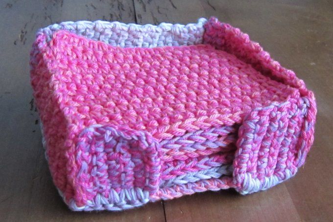 Dessous de verres, carrés fait main au crochet, lot de 6 - Camaïeu de bleus, roses ou verts