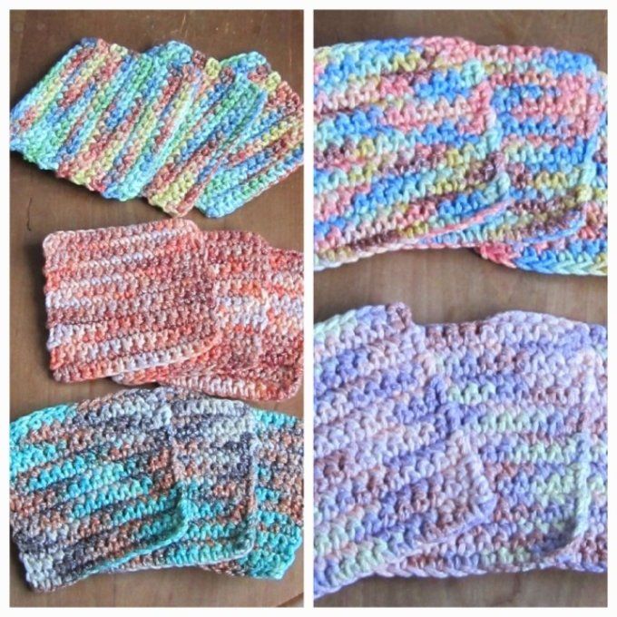 Dessous de verres - Faits main au crochet - Lot de 3 - Multicolores - 5 modèles