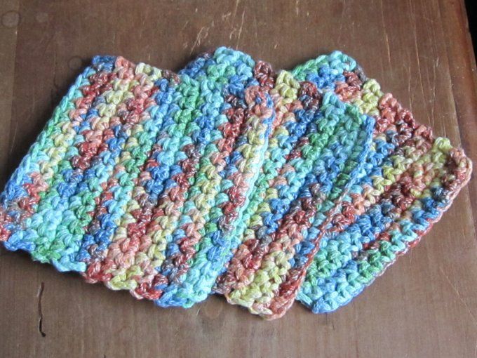 Dessous de verres - Faits main au crochet - Lot de 3 - Multicolores - 5 modèles