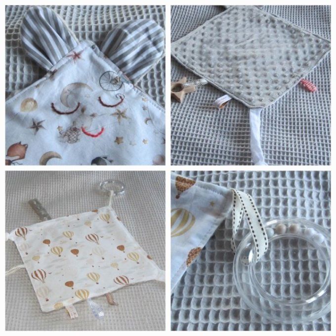 Doudou plat avec anneau de dentition- 2 modèles