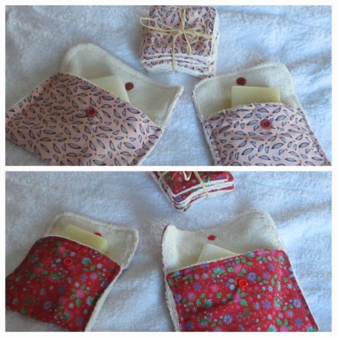 ensemble voyage : étui savon -étui shampoing solide -lingettes coton/ micro éponge bambou