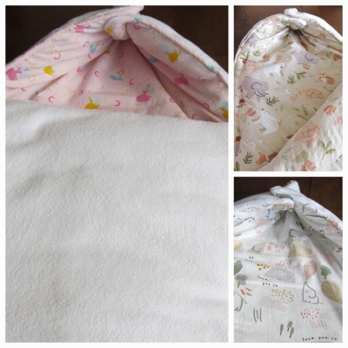 Nid d'ange matelassé polaire blanc/coton à motif - taille naissance/3 mois - 3 motifs au choix