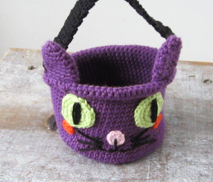 Mini panier chat- déco Halloween- fait main au crochet