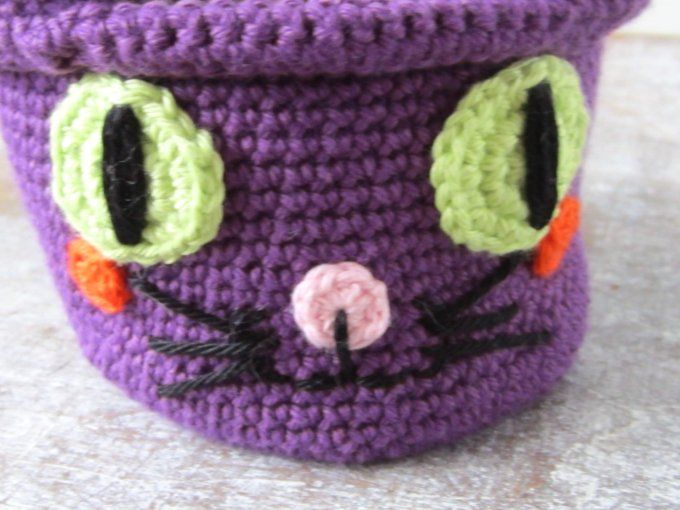 Mini panier chat- déco Halloween- fait main au crochet