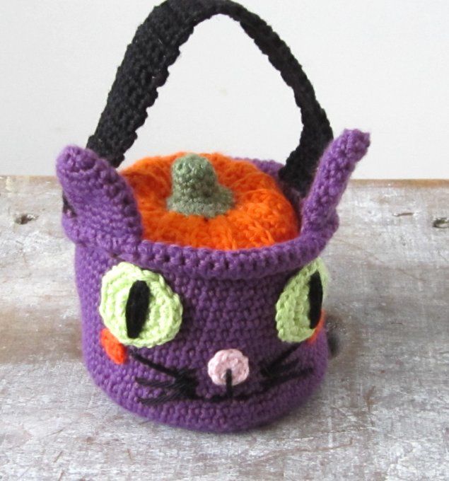 Mini panier chat- déco Halloween- fait main au crochet