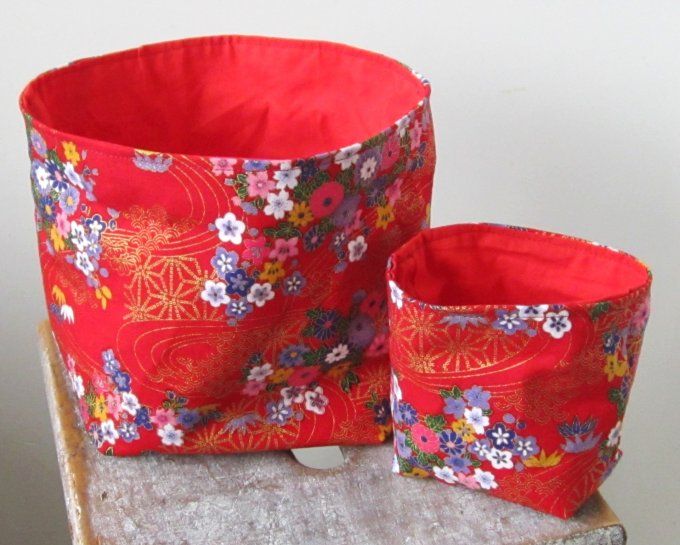 Lot de 2 Corbeille en tissu motif japonais - Différents modèles