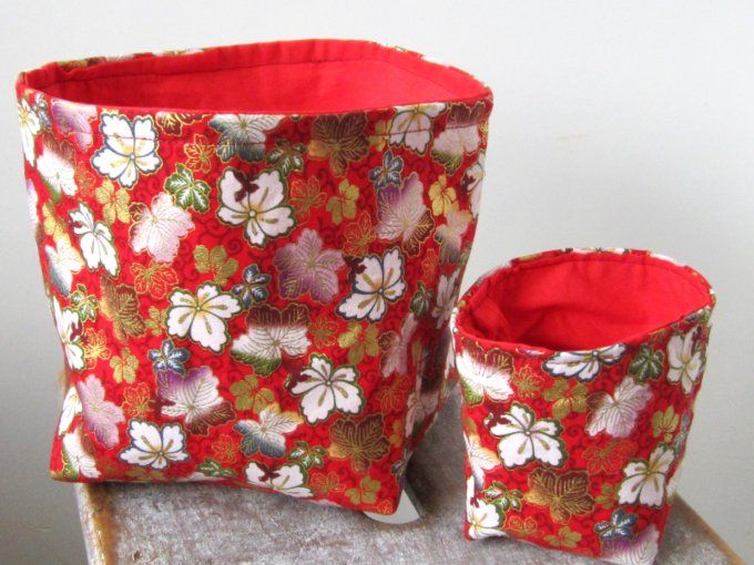 Lot de 2 Corbeille en tissu motif japonais - Différents modèles