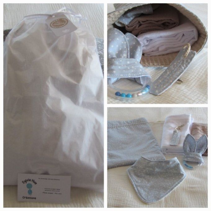 Pochon douceur "Bleu Océan" - cadeau naissance bébé/ maman