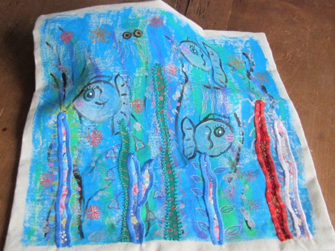 Profondeurs - toile textile, pièce unique