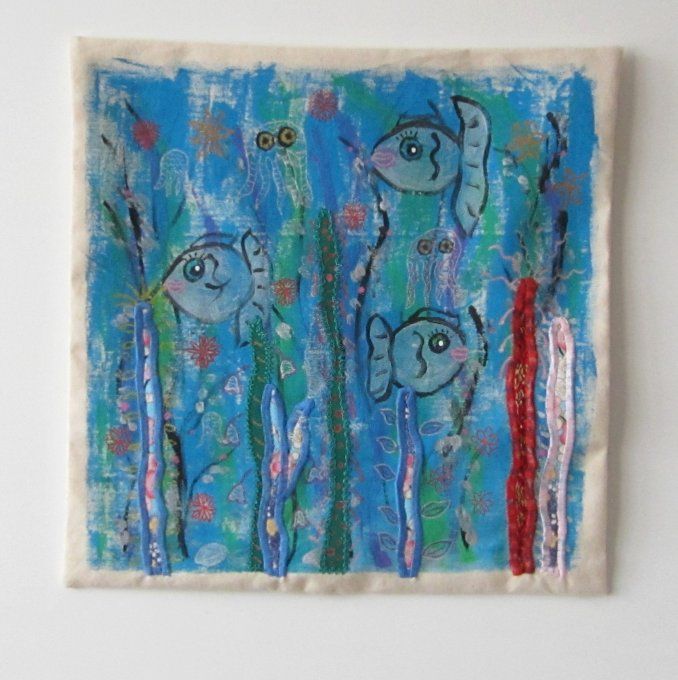 Profondeurs - toile textile, pièce unique