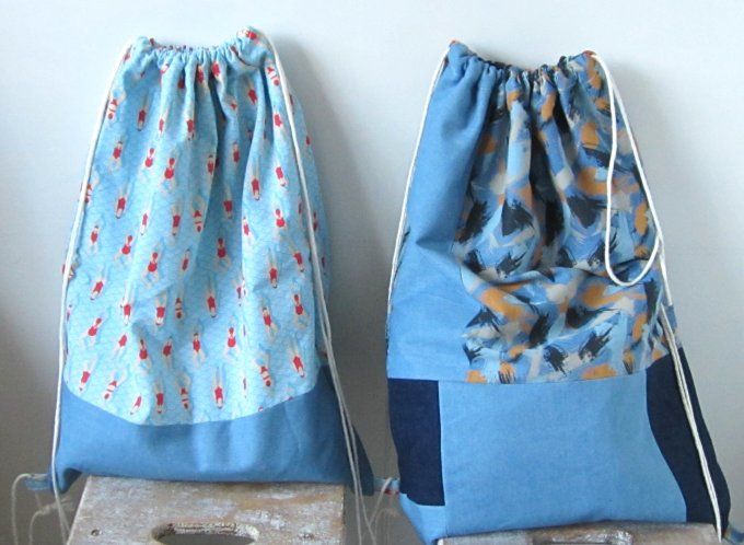 sac à dos avec cordon coulissant / sac de sport - taille L - différents motifs