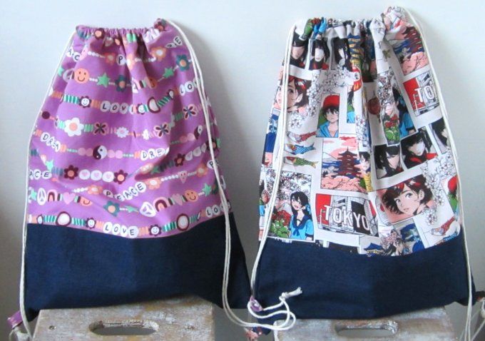 sac à dos avec cordon coulissant / sac de sport - taille L - différents motifs