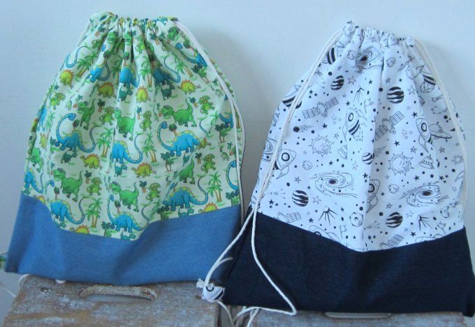 sac à dos avec cordon coulissant / sac de sport - taille M - différents motifs - option prénom brodé