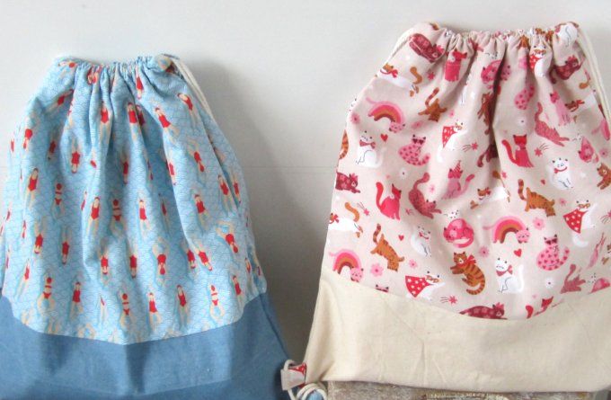sac à dos avec cordon coulissant / sac de sport - taille M - différents motifs - option prénom brodé
