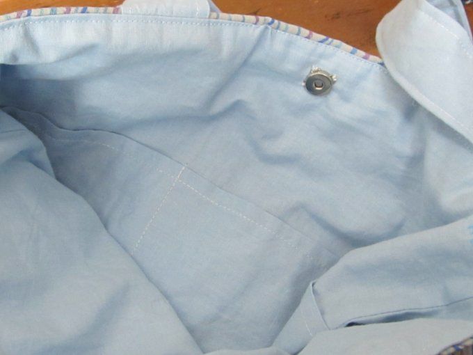 Sac textile "Océan" - peint à la main et appliqués brodés