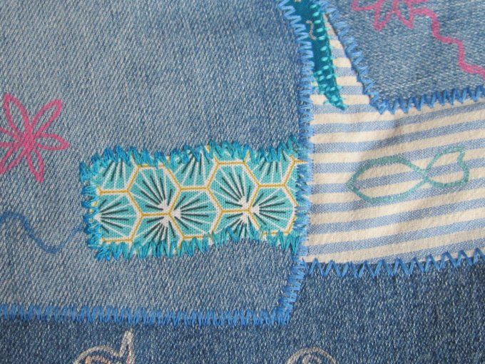 Sac textile "Océan" - peint à la main et appliqués brodés